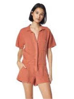 YFB Casual Short-Sleeve Romper in Terracotta